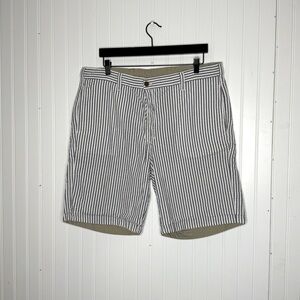 Tailor Vintage Shorts Blue White Striped Reversible Khakhi Golf Casual Size 36